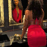 Halterneck Sleeveless Backless Mini Dress GDSF-D26DS035