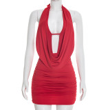 Halterneck Sleeveless Backless Mini Dress GDSF-D26DS035