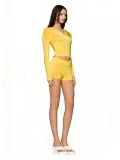 Long Sleeve Print Hooded Top Two Piece Shorts Set CH-26011