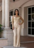 Mesh Embroidery See Through Wide Leg Jumpsuit LA-6005