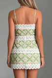 Holow Out Print Sling Mini Dress GJMF-97831