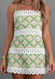 Holow Out Print Sling Mini Dress GJMF-97831