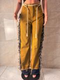 Tassel Contrast Color Jeans LA-6009