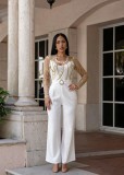 Mesh Embroidery See Through Wide Leg Jumpsuit LA-6005