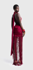 Solid Color Sleeveless Tassel Evening Dress GJMF-97729