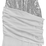 Halterneck Sequin Backless Maxi Dress BY-7642