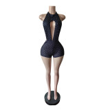 Sexy Backless Print Sleeveless Romper MEM-88685
