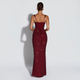 Sexy Sleeveless Sequin Maxi Dress BY-7633