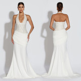 Halterneck Sequin Backless Maxi Dress BY-7642