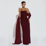 Sexy Sequin Wrap Chest Split Maxi Dress BY-7635
