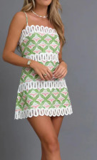 Holow Out Print Sling Mini Dress GJMF-97831