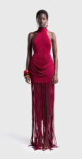 Solid Color Sleeveless Tassel Evening Dress GJMF-97729