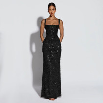Sexy Sleeveless Sequin Maxi Dress BY-7633