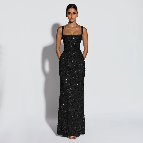 Sexy Sleeveless Sequin Maxi Dress BY-7633