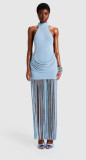 Solid Color Sleeveless Tassel Evening Dress GJMF-97729