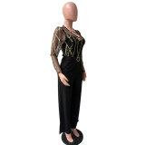 Mesh Embroidery See Through Wide Leg Jumpsuit LA-6005
