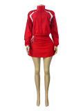 Zipper Long Sleeve Coat Two Piece Skirts Set CH-26012