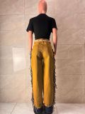 Tassel Contrast Color Jeans LA-6009