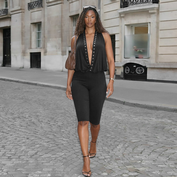 Deep V Neck Backless Seventh Jumpsuit GDSF-J26JP015