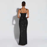 Sexy Sleeveless Sequin Maxi Dress BY-7633