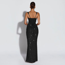 Sexy Sleeveless Sequin Maxi Dress BY-7633
