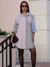 Stripe Color Block Shirt Dress MIL-L323