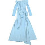 One Shoulder Long Sleeve Maxi Dress DLSF-K6D00826A