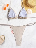 Solid Color Tie Up Bikinis 2pcs Swimsuit CASF-6816