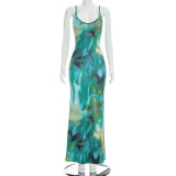 Sexy Sling Print Backless Maxi Dress GSZM-D26DS065