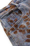 Retro Flocked Color-Block Jacquard Jeans GYLN-9430