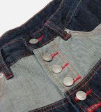 Plus Size Button-front Color Block Patchwork Jeans GYLN-4697