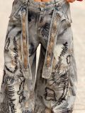 Plus Size Loose Print Wide Leg Jeans GYLN-1002