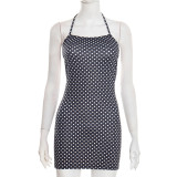 Polka Dots Print Backless Mini Dress MXBF-J26DS002