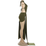 Sleeveless Backless Ruched Maxi Dress DLSF-K6D00007A