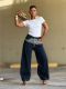 Plus Size Button-front Color Block Patchwork Jeans GYLN-4697