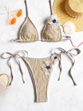 Solid Color Tie Up Bikinis 2pcs Swimsuit CASF-6816