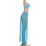 Sexy Wrap Chest Bikinis Long Skirt Three Piece Swimsuit DLSF-K25F91023