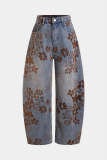 Retro Flocked Color-Block Jacquard Jeans GYLN-9430