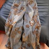Retro Flocked Color-Block Jacquard Jeans GYLN-9430