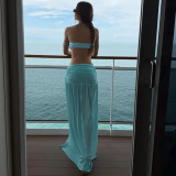 Sexy Wrap Chest Bikinis Long Skirt Three Piece Swimsuit DLSF-K25F91023