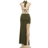 Sleeveless Backless Ruched Maxi Dress DLSF-K6D00007A