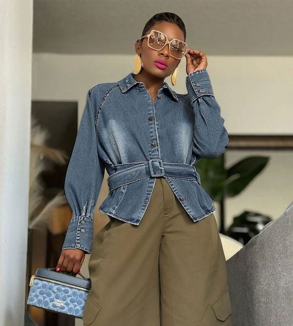 Fashion Long Sleeve Ruffles Denim Coats GYLN-3363