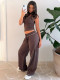 Solid Color Sport Tank Top Drawstring Pants Suit MIL-L341