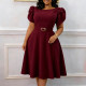Plus Size Short Sleeve Solid Midi Dress GCZF-8654