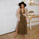 Deep V Neck Print Halterneck Maxi Dress GHYX-2315