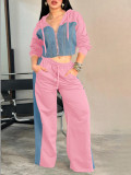 Long Sleeve Color Block Two Piece Pants Set YH-9010