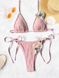 Solid Color Tie Up Bikinis 2pcs Swimsuit CASF-6816