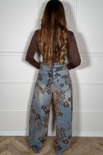 Retro Flocked Color-Block Jacquard Jeans GYLN-9430