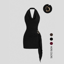 Halterneck Backless V Neck Mini Dress GSRX-SRX720