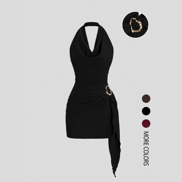 Halterneck Backless V Neck Mini Dress GSRX-SRX720